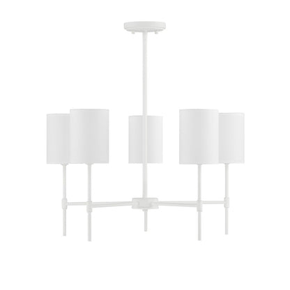 5 Light 15" Chandelier, Bisque White