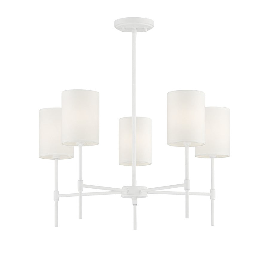 5 Light 15" Chandelier, Bisque White