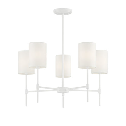 5 Light 15" Chandelier, Bisque White