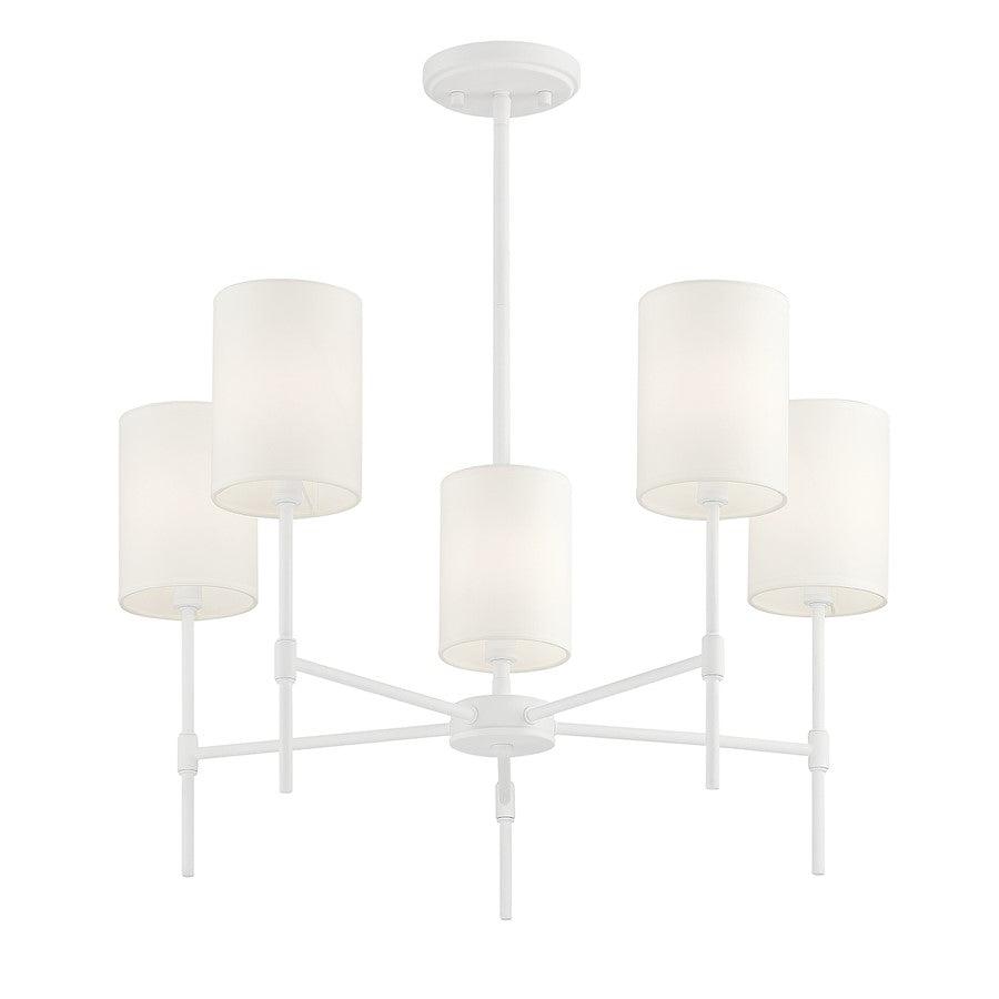 5 Light 15" Chandelier, Bisque White