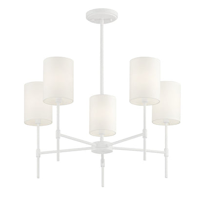 5 Light 15" Chandelier, Bisque White