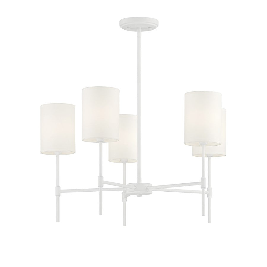 5 Light 15" Chandelier, Bisque White