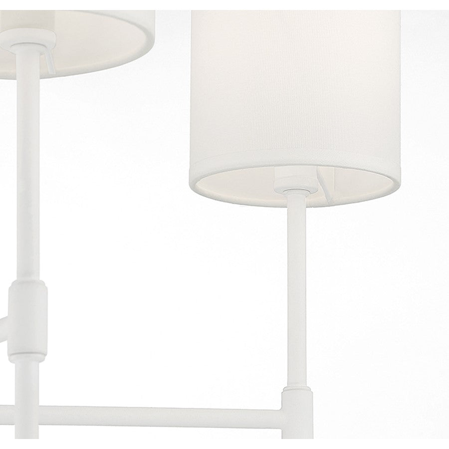 5 Light 15" Chandelier, Bisque White