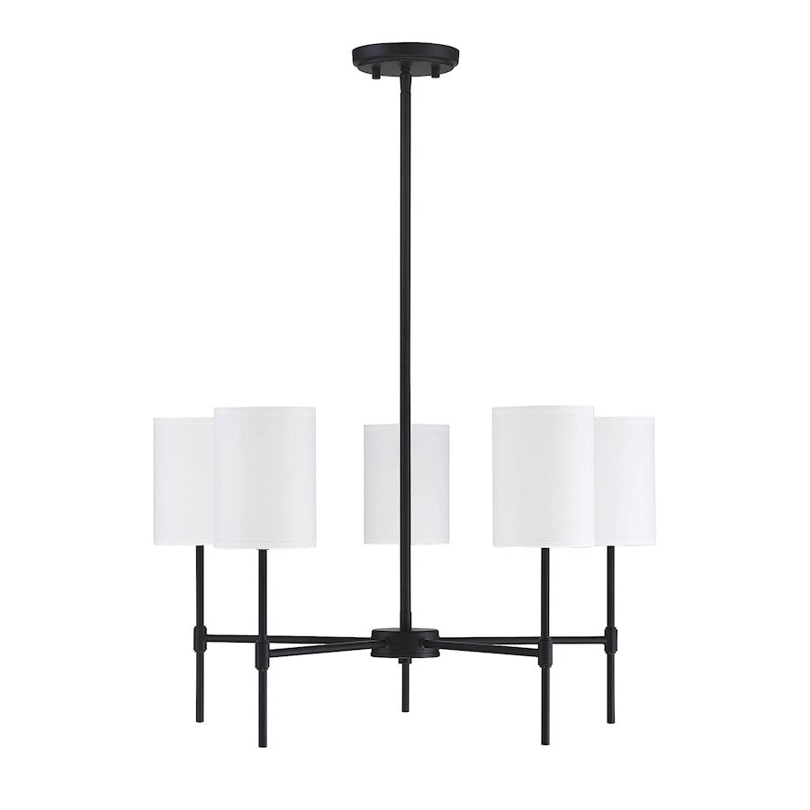 5-Light 15" Chandelier, Matte Black