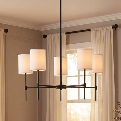 5-Light 15" Chandelier, Matte Black