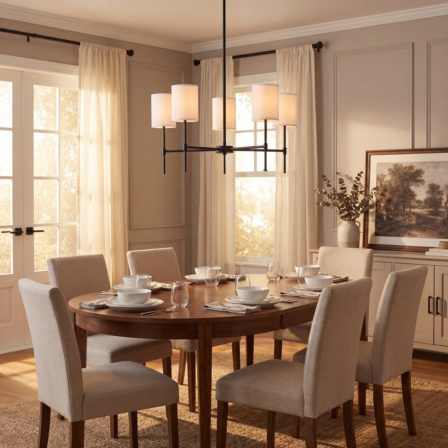 5-Light 15" Chandelier, Matte Black
