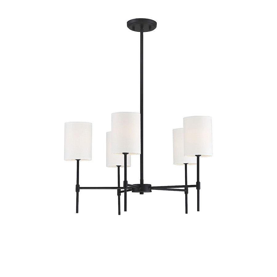 5-Light 15" Chandelier, Matte Black