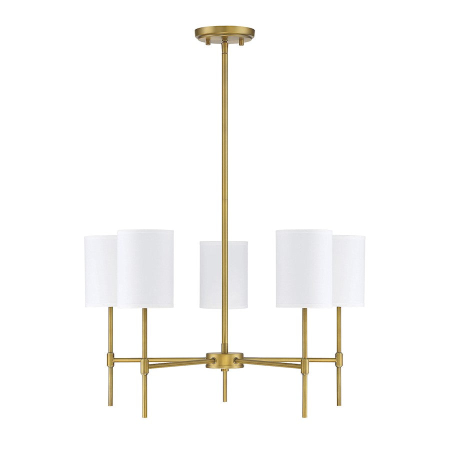 5-Light 15" Chandelier, Natural Brass