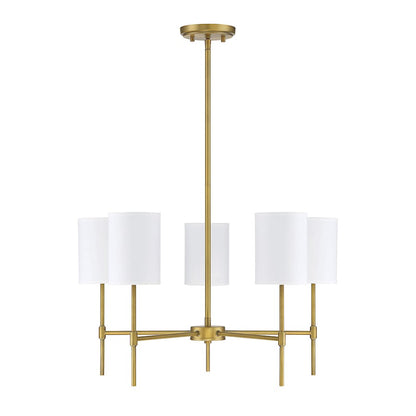 5-Light 15" Chandelier, Natural Brass