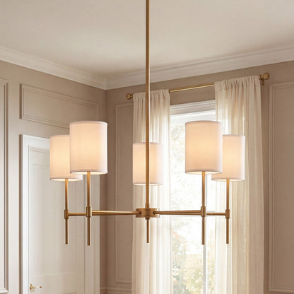 5-Light 15" Chandelier, Natural Brass