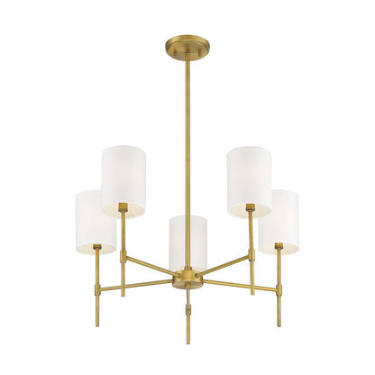 5-Light 15" Chandelier, Natural Brass