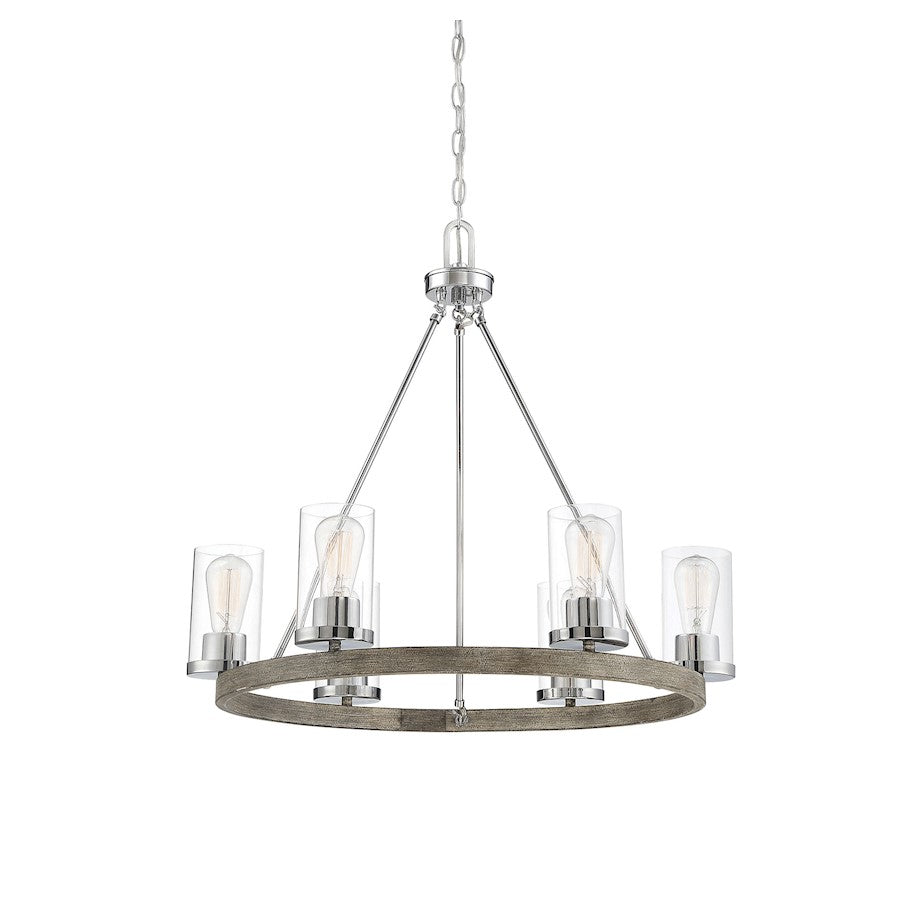 6-Light Chandelier, Greywood Chrome