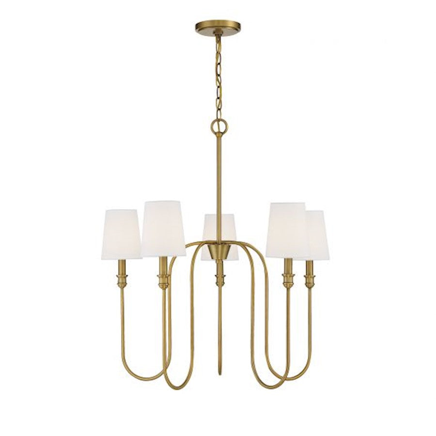 5-Light 29" Chandelier, Natural Brass