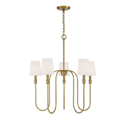 5-Light 29" Chandelier, Natural Brass