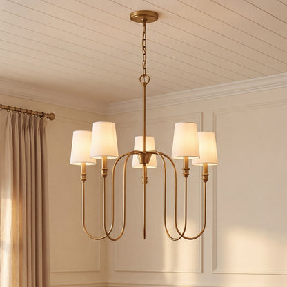 5-Light 29" Chandelier, Natural Brass