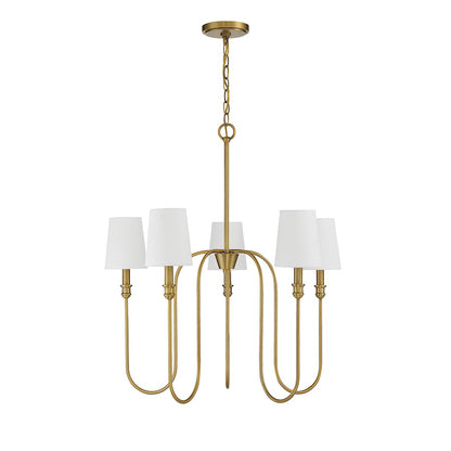 5-Light 29" Chandelier, Natural Brass