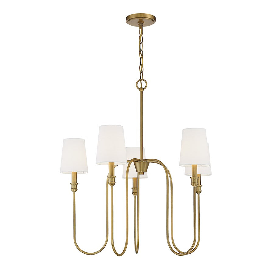 5-Light 29" Chandelier, Natural Brass