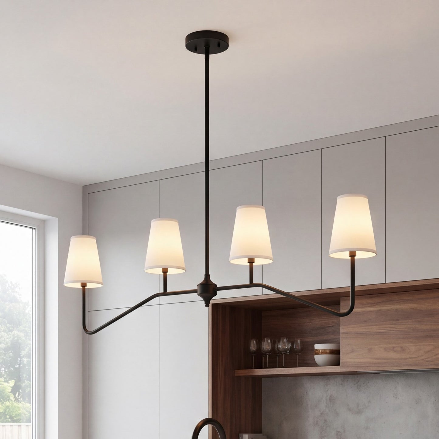 Meridian Modern 4 Light Linear Chandelier