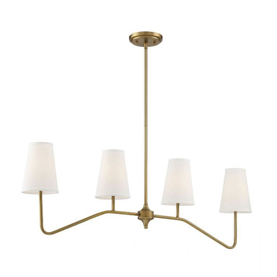 Savoy House 4-Light Linear Chandelier, Natural Brass - M10078NB