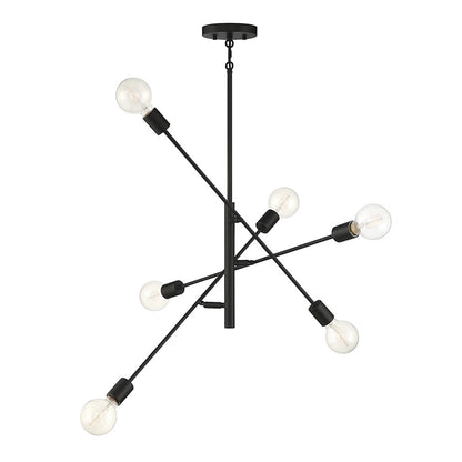 6-Light 12" Chandelier, Matte Black