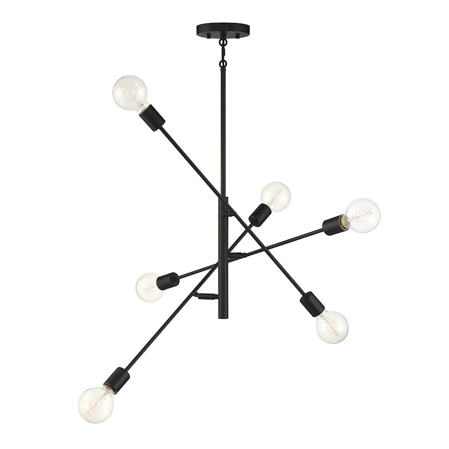 6-Light 12" Chandelier, Matte Black