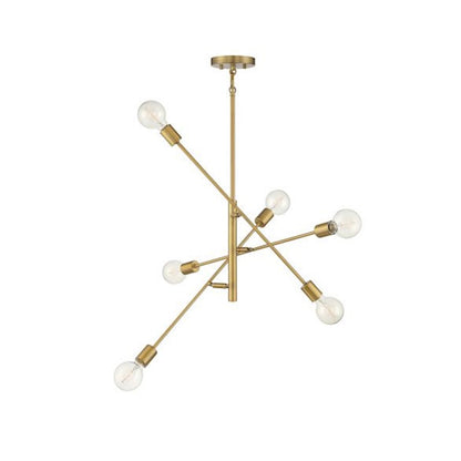 Savoy House 6-Light 12" Chandelier, Natural Brass - M10084NB