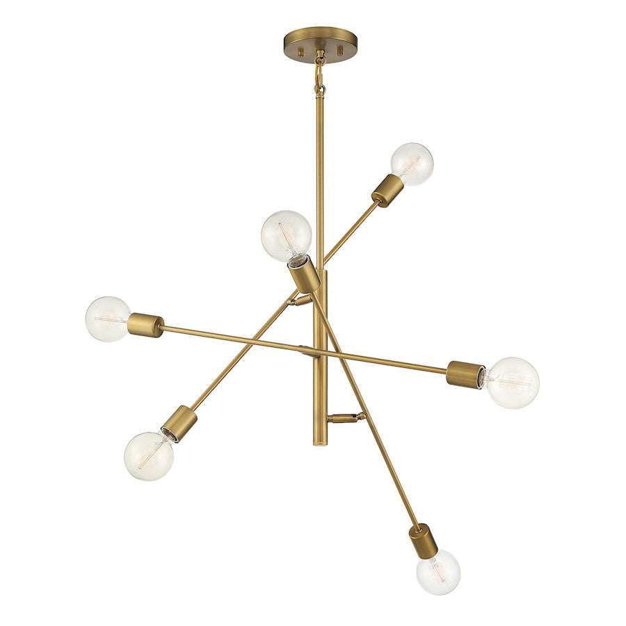 6-Light 12" Chandelier, Matte Black