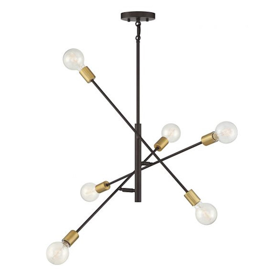 6-Light 12" Chandelier, Matte Black