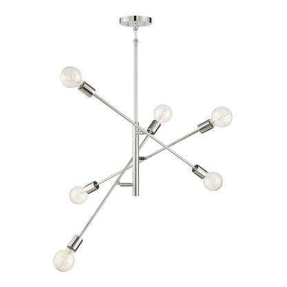 6-Light 12" Chandelier, Matte Black