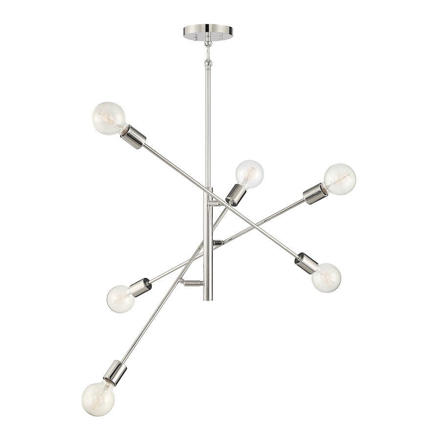 6-Light 12" Chandelier, Matte Black