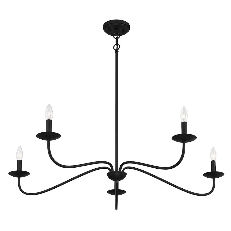 5-Light 7" Chandelier, Matte Black