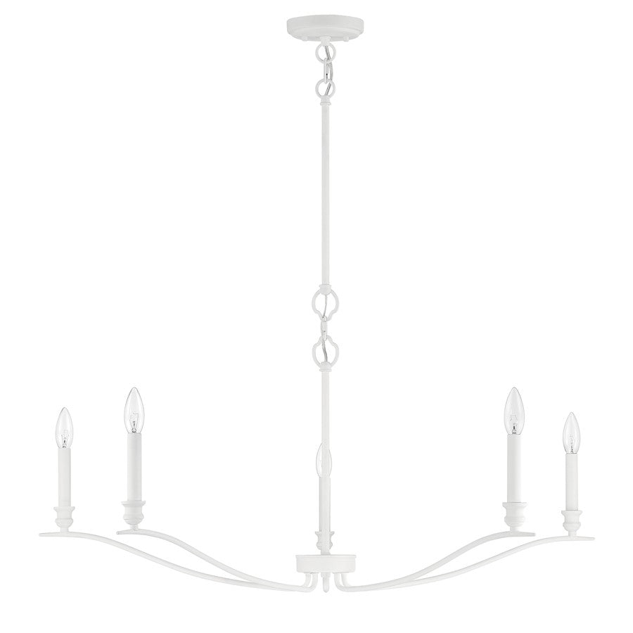 5-Light 15" Chandelier, Bisque White