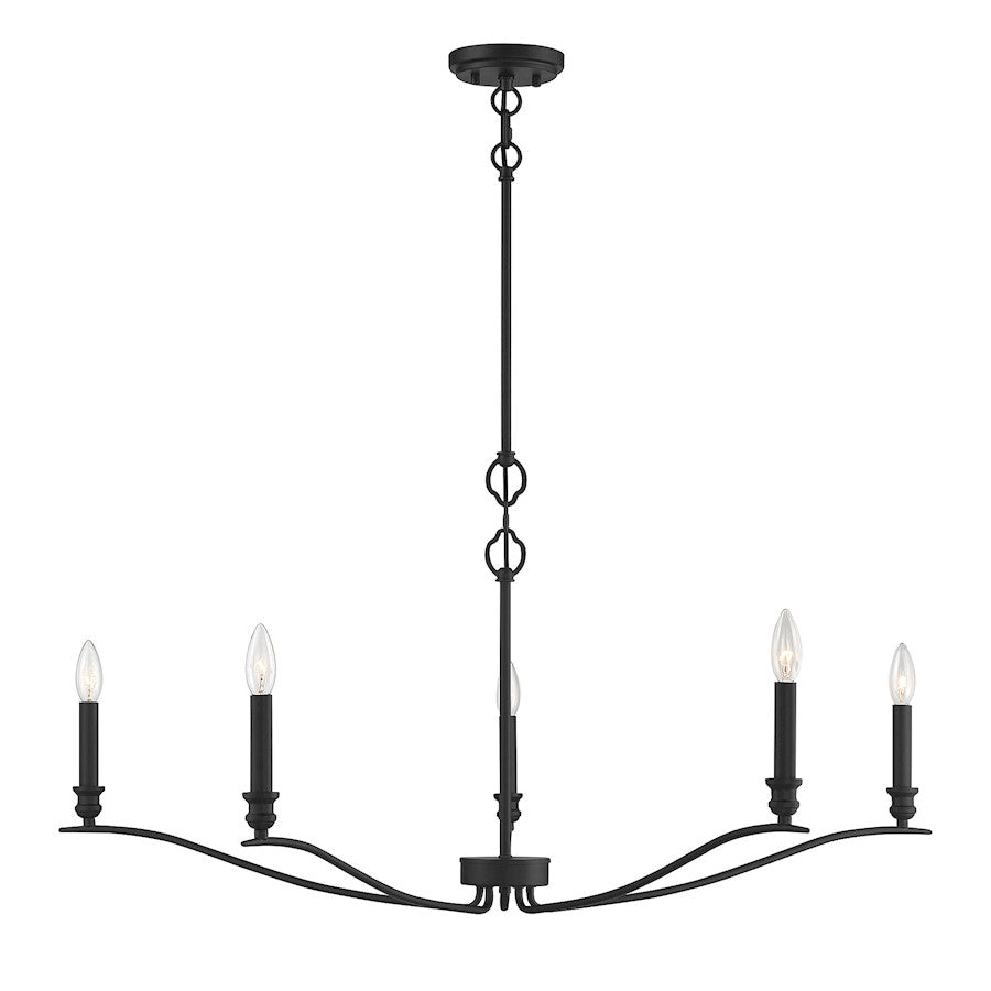 5-Light 42" Chandelier, Matte Black