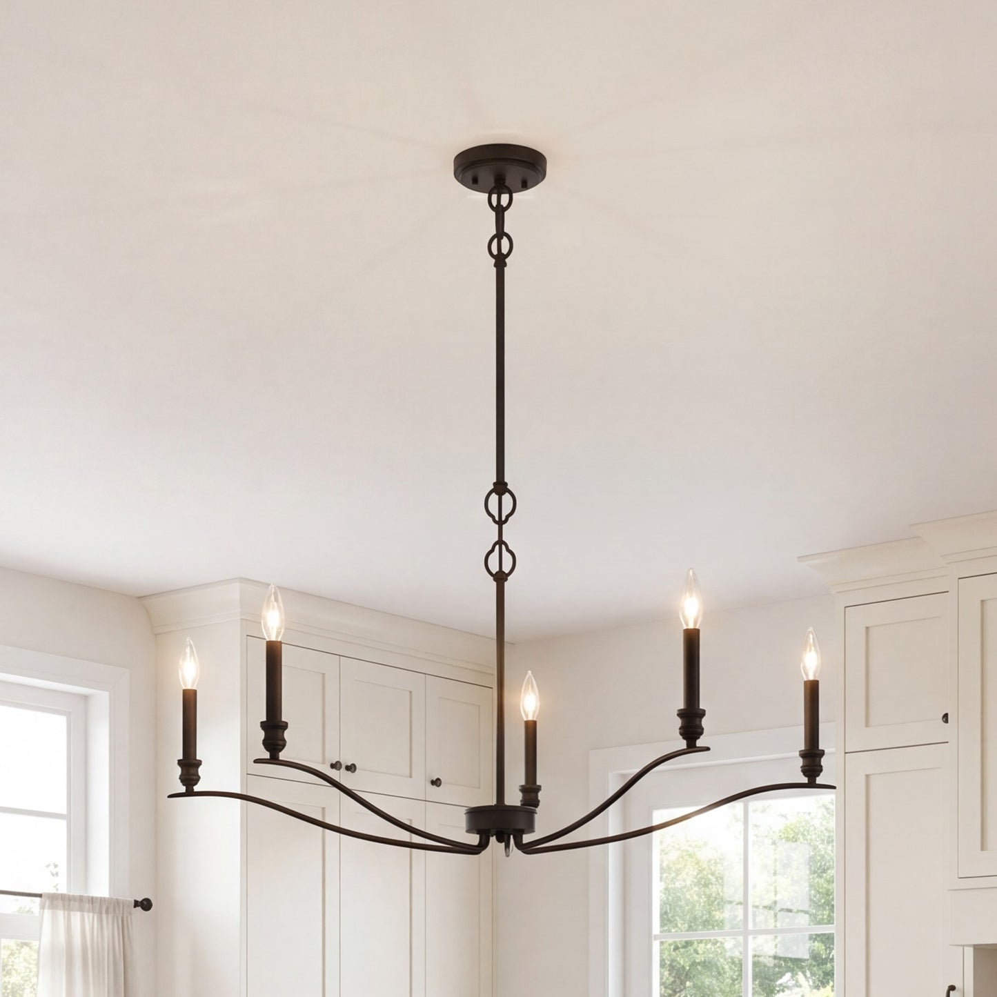5-Light 42" Chandelier, Matte Black
