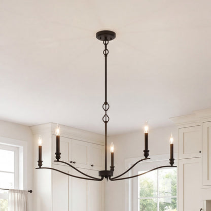5-Light 42" Chandelier, Matte Black