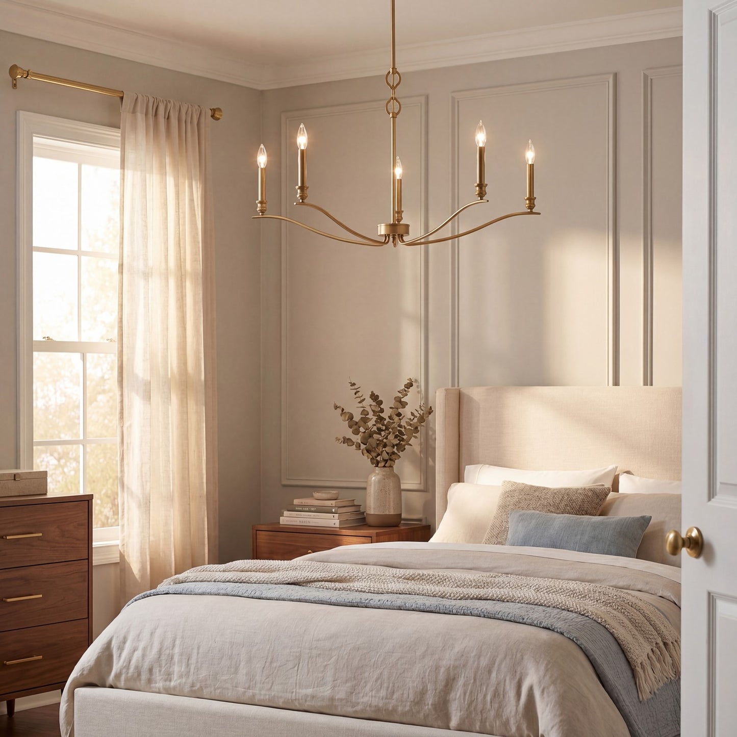 5-Light 42" Chandelier, Matte Black