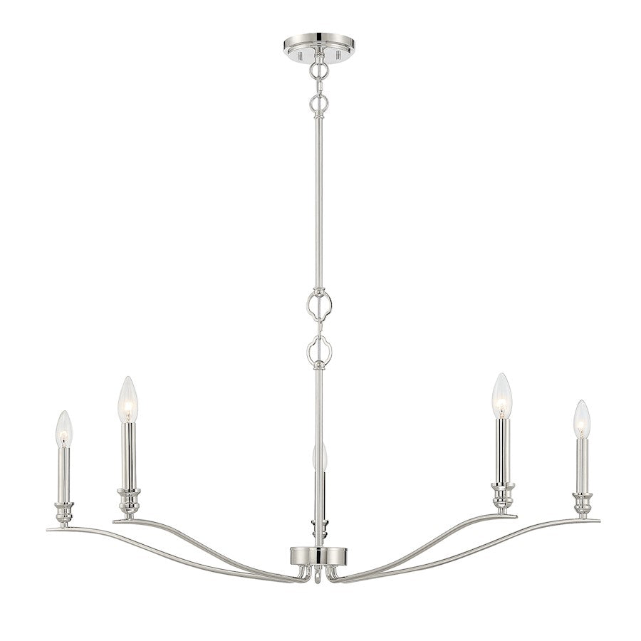 5-Light 42" Chandelier, Matte Black