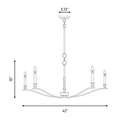 5-Light 42" Chandelier, Matte Black