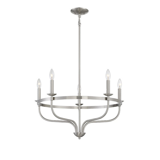 5-Light 15" Chandelier, Brushed Nickel