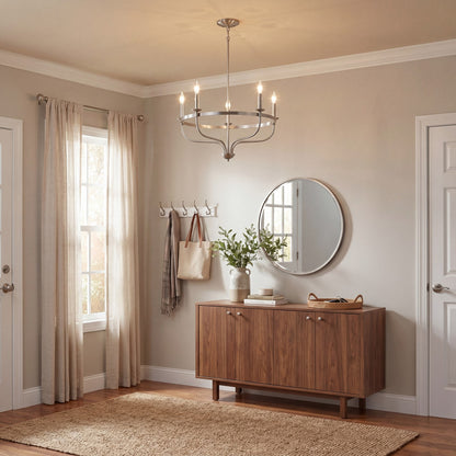 5-Light 15" Chandelier, Brushed Nickel