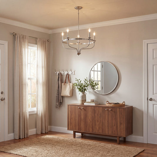5-Light 15" Chandelier, Brushed Nickel