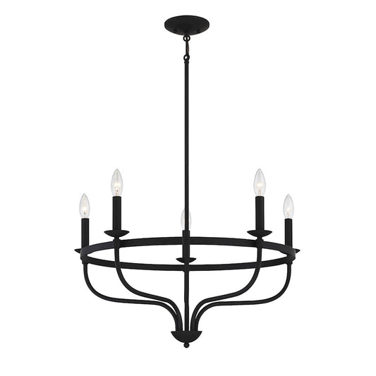 5-Light 15" Chandelier, Matte Black
