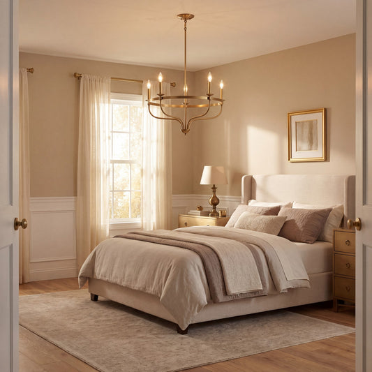 5-Light 15" Chandelier, Natural Brass