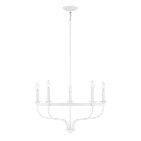 6 Light 18" Chandelier, Bisque White