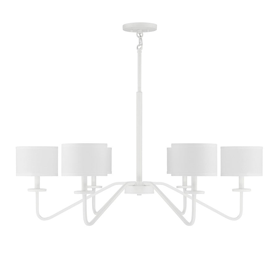 6 Light 18" Chandelier, Bisque White