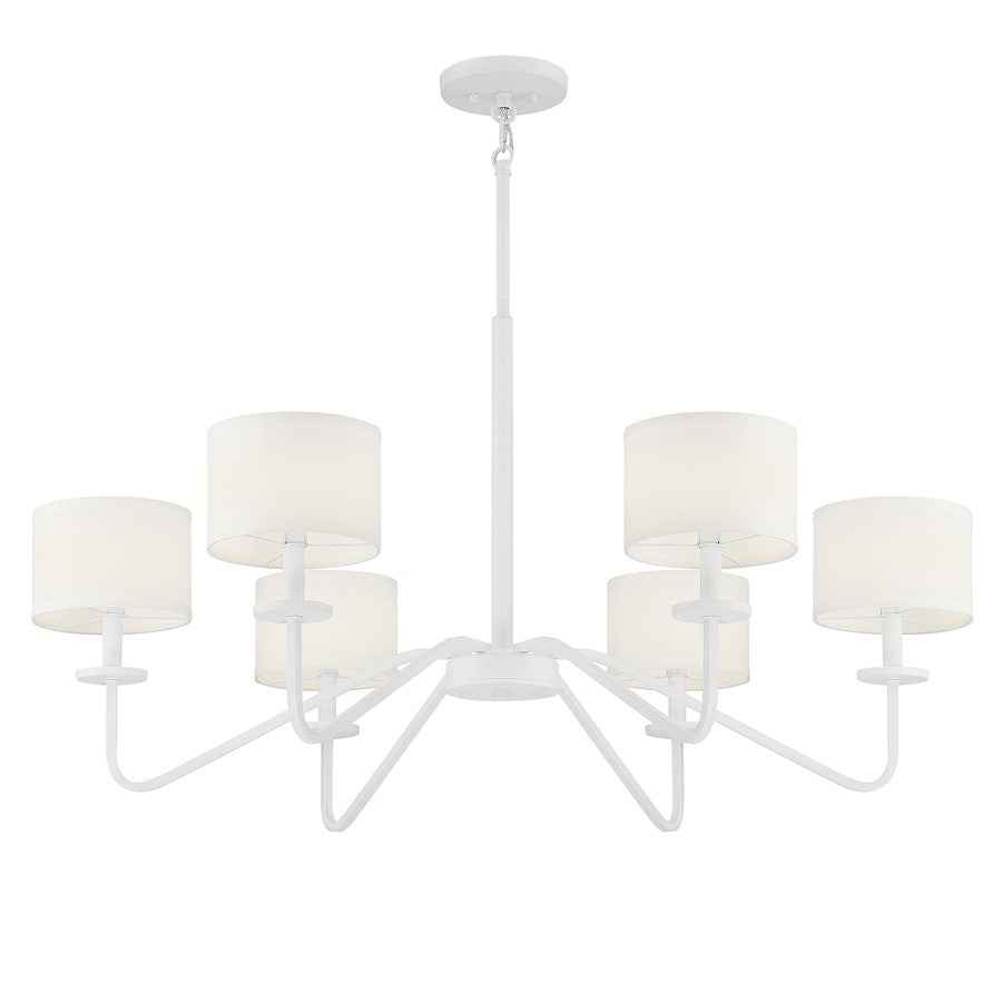 6 Light 18" Chandelier, Bisque White