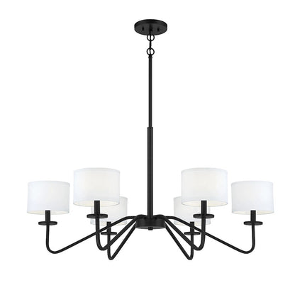 6-Light 18" Chandelier, Matte Black
