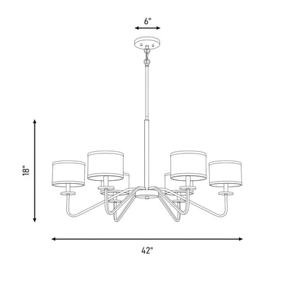 6-Light 18" Chandelier, Matte Black