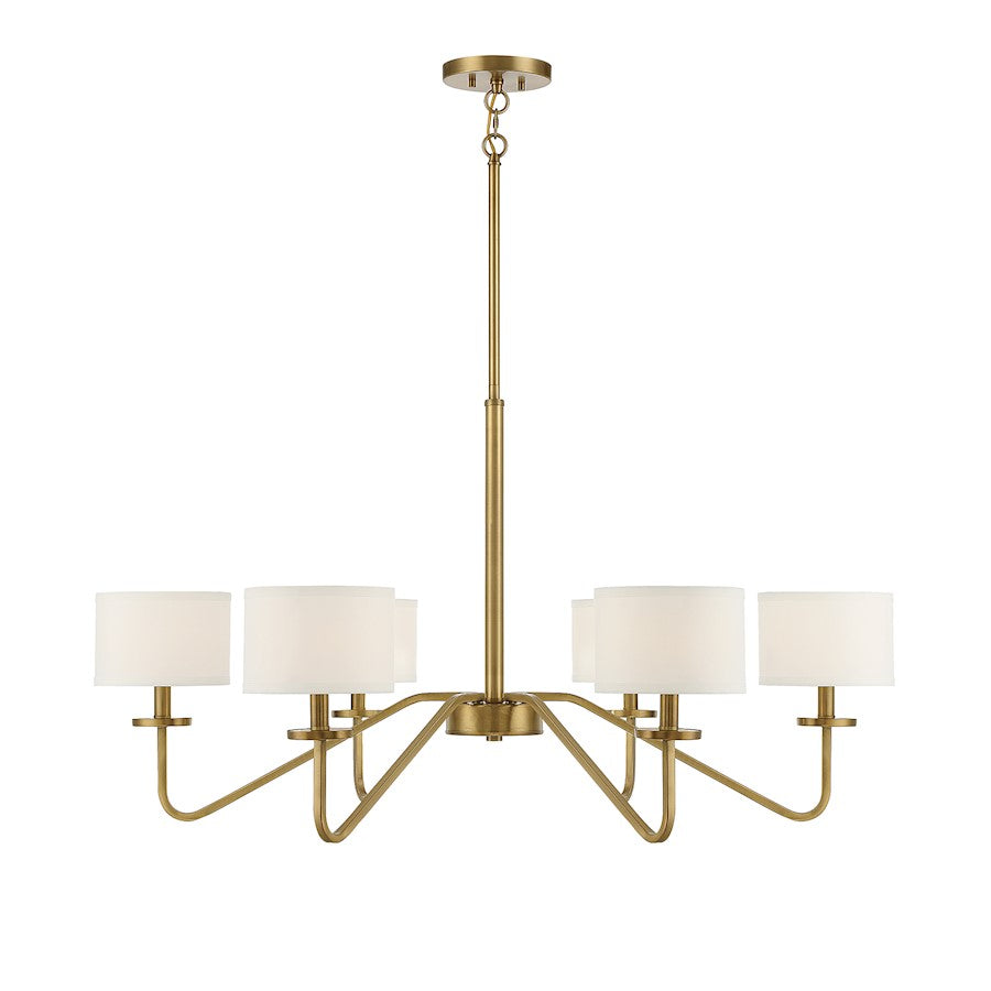 6-Light 18" Chandelier, Natural Brass