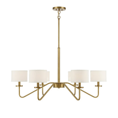 6-Light 18" Chandelier, Natural Brass